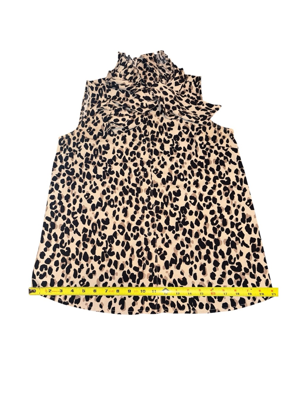 Halogen Sleeveless Tie Neck Leopard Print Blouse Careerwear Formal Size Small - Picture 11 of 16